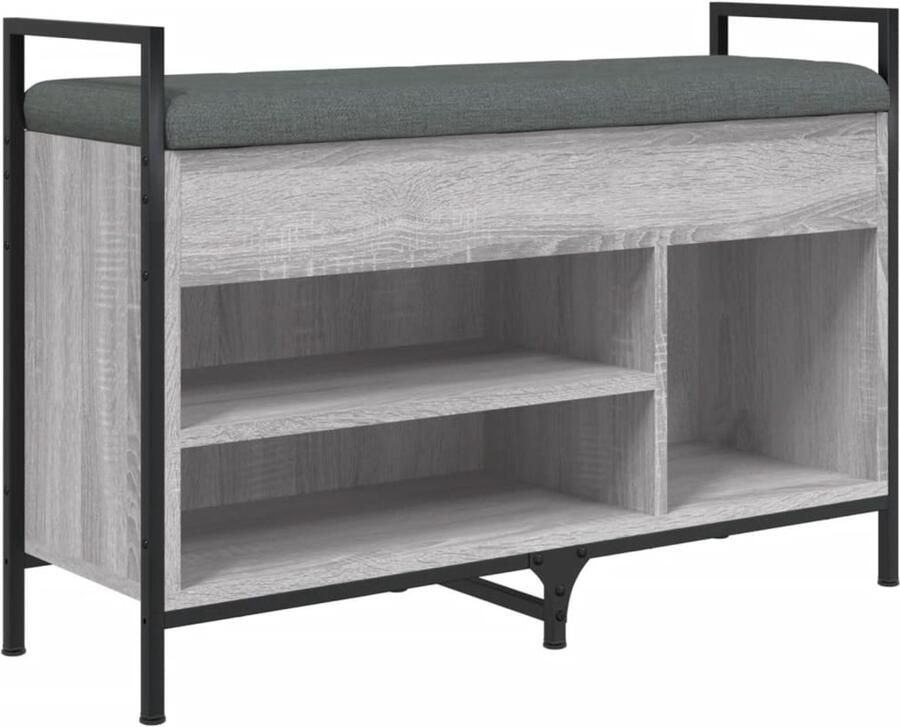 VidaXL Schoenenbank 85 5x32x57 5 cm bewerkt hout grijs sonoma Schoenenbank Schoenenkast Entreemeubilair Houten Bank Grijze Bank