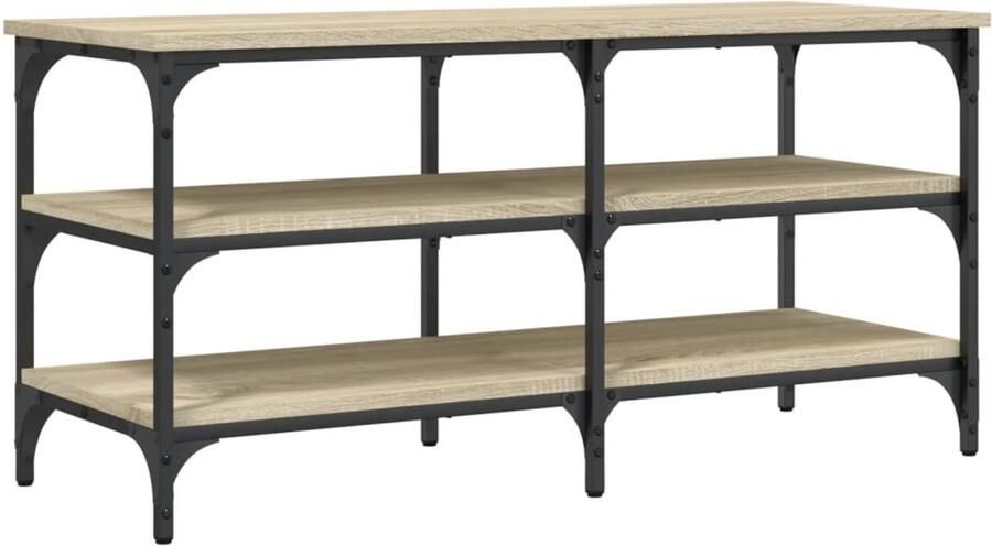 VidaXL Schoenenbankje 100x38 5x49 cm bewerkt hout sonoma eikenkleurig Schoenenbank Schoenenkast Houten Schoenenbank Bruine Schoenenbank Vintage Schoenenbank - Foto 3