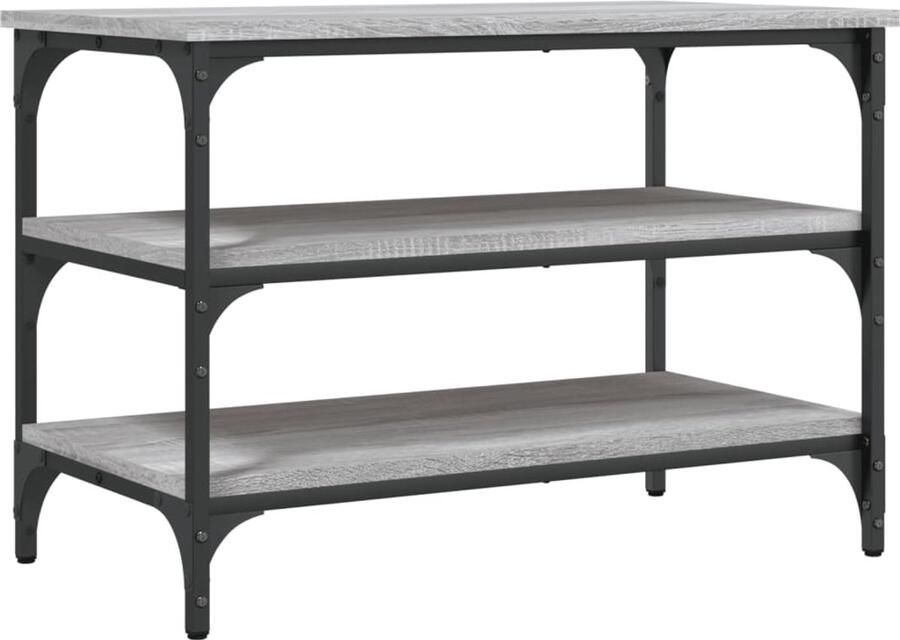 VidaXL Schoenenkast Schoenenbank Schoenenbankje 70x38 5x49 cm bewerkt hout grijs sonoma eiken Entreespiegel Hallenkasten Opslagoplossing