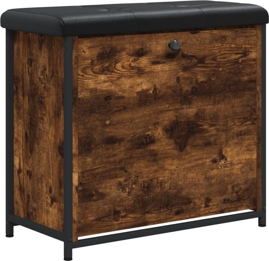 VidaXL Schoenenkast Schoenenbank Schoenenbankje met klaplade 62x32x56 cm gerookt eikenkleurig Entreemeubilair Opbergbank Bruine Bank