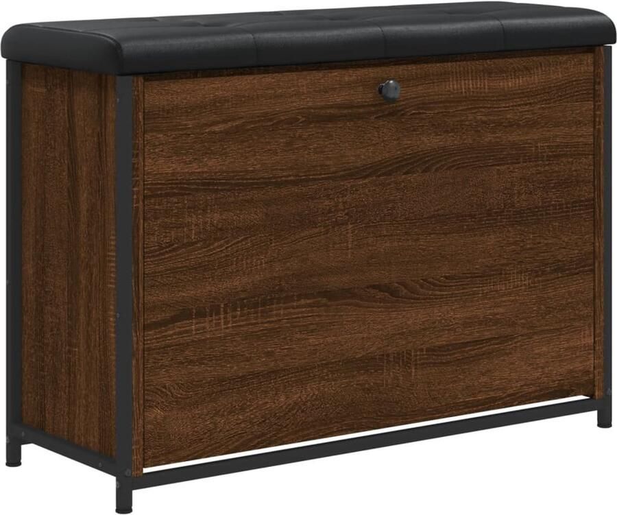VidaXL Schoenenkast Schoenenbank Schoenenbankje met klaplade 82x32x56 cm bruin eikenkleur Entreemeubilair Opbergbank Houten Bank