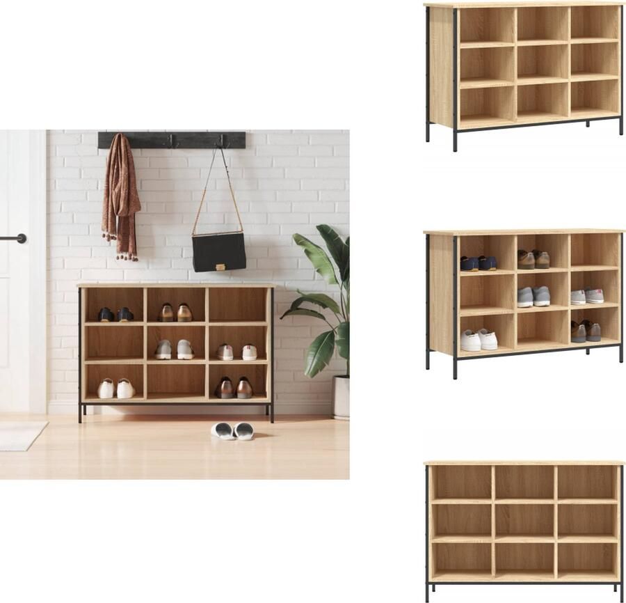VidaXL Schoenenkast Schoenenkasten Opbergkast Kast Schoenenkast 100x35x70 cm bewerkt hout sonoma eikenkleurig