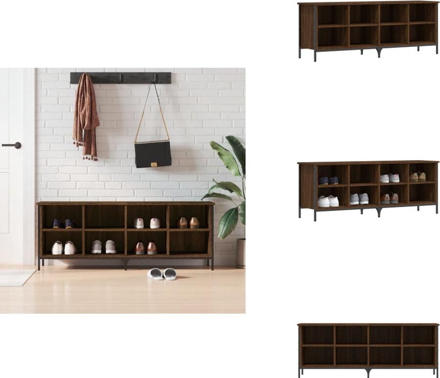 VidaXL Schoenenkast Schoenenkasten Opbergkast Kast Schoenenkast 131x35x50 cm bewerkt hout bruineikenkleurig