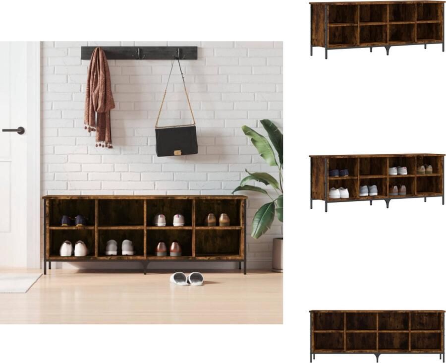 VidaXL Schoenenkast Schoenenkasten Opbergkast Kast Schoenenkast 131x35x50 cm bewerkt hout gerookt eikenkleurig