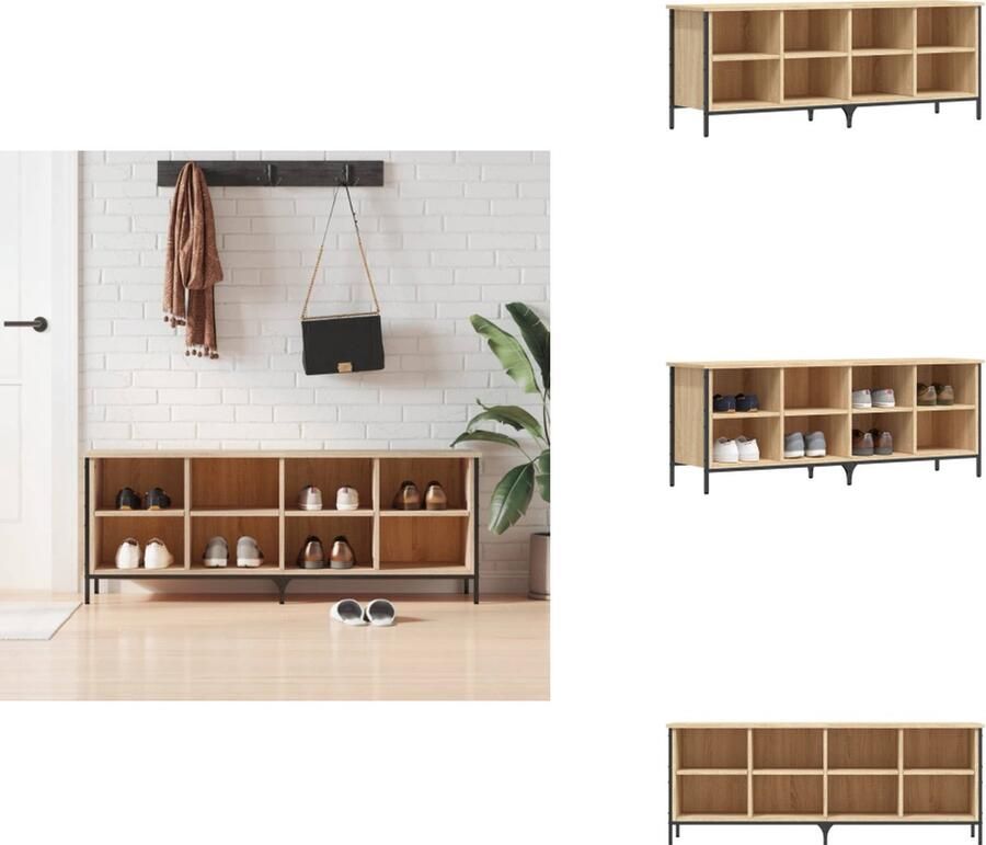 VidaXL Schoenenkast Schoenenkasten Opbergkast Kast Schoenenkast 131x35x50 cm bewerkt hout sonoma eikenkleurig