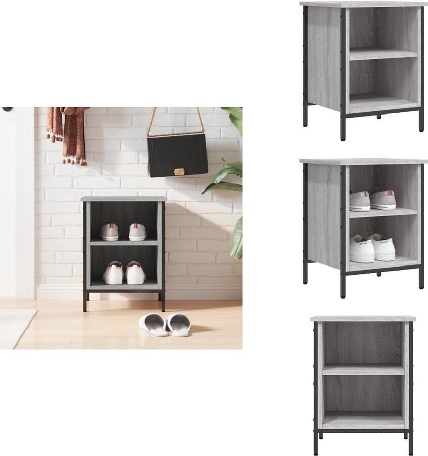 VidaXL Schoenenkast Schoenenkasten Opbergkast Kast Schoenenkast 38x35x50 cm bewerkt hout grijs sonoma eikenkleurig