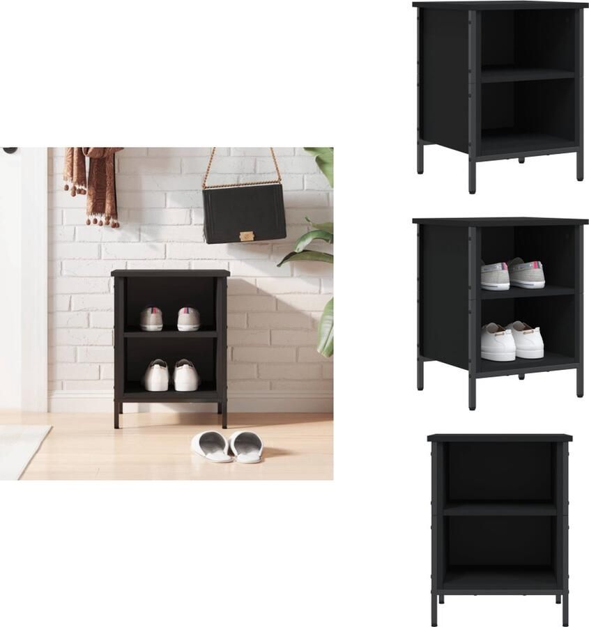VidaXL Schoenenkast Schoenenkasten Opbergkast Kast Schoenenkast 38x35x50 cm bewerkt hout zwart