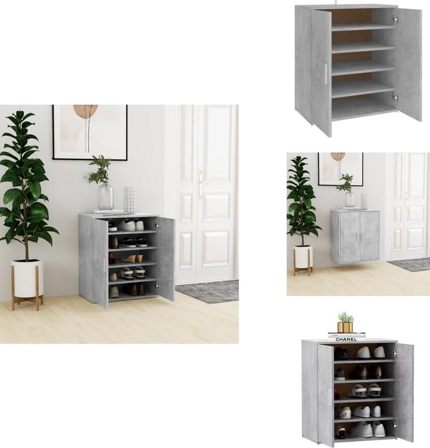 VidaXL Schoenenkast Schoenenkasten Schoenen Kast Schoenen Kasten Schoenenkast 60x35x70 cm bewerkt hout betongrijs