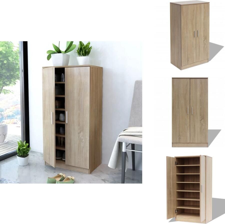 VidaXL Schoenenkast Schoenenkasten Schoenen Kast Schoenen Kasten Schoenenkast 7 planken eiken