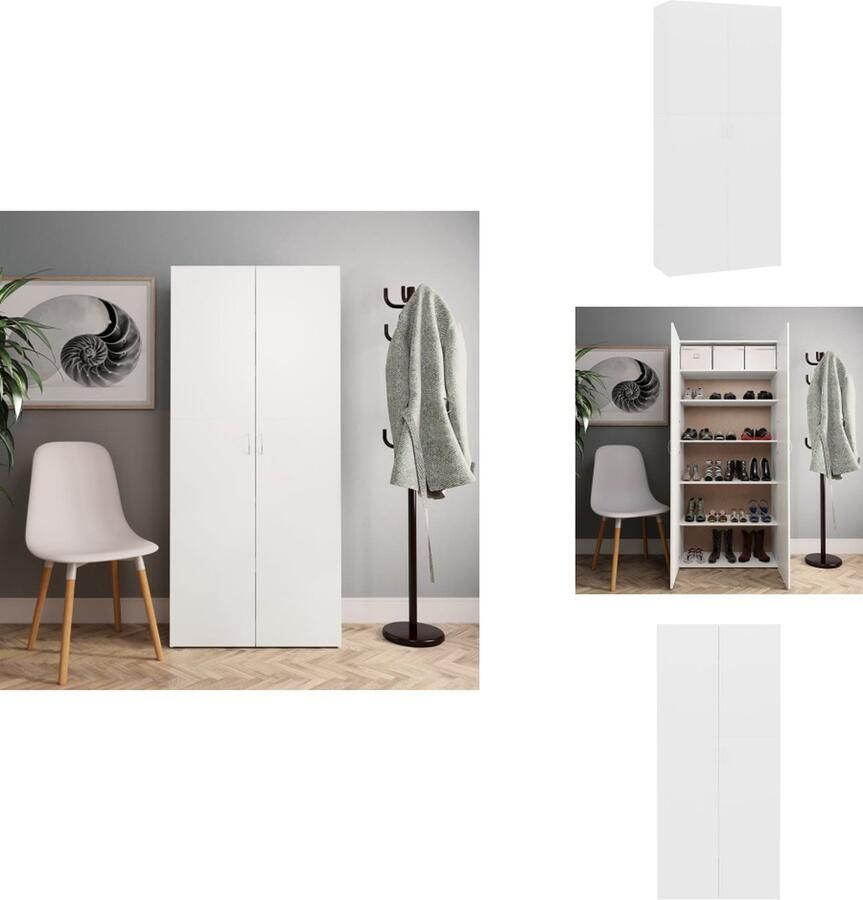 VidaXL Schoenenkast Schoenenkasten Schoenen Kast Schoenen Kasten Schoenenkast 80x35 5x180 cm bewerkt hout wit