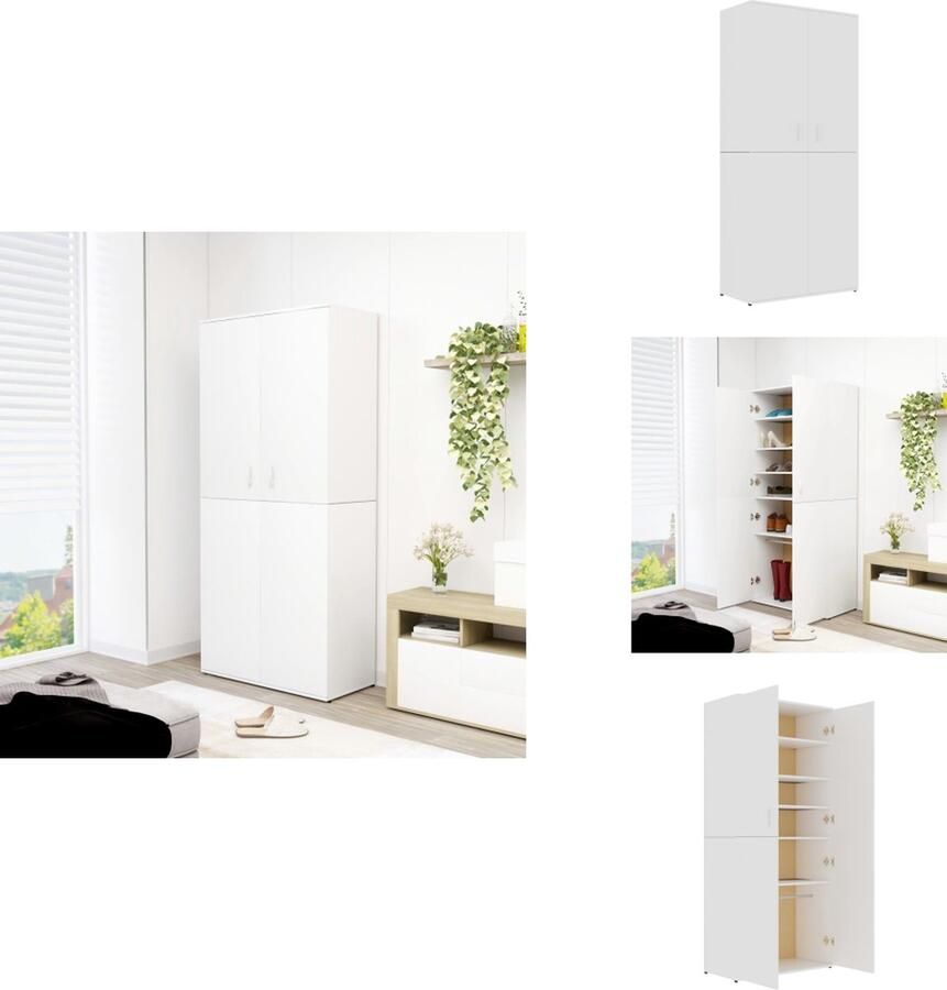 VidaXL Schoenenkast Schoenenkasten Schoenen Kast Schoenen Kasten Schoenenkast 80x39x178 cm bewerkt hout wit