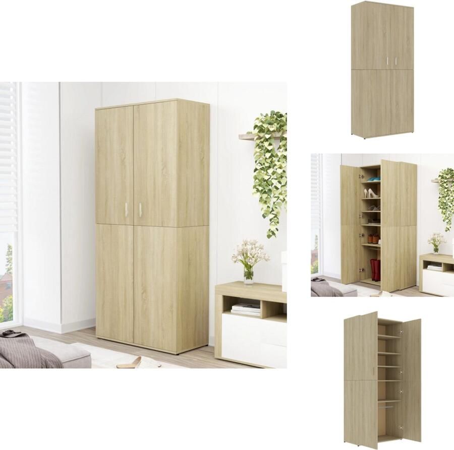 VidaXL Schoenenkast Schoenenkasten Schoenen Kast Schoenen Kasten Schoenenkast 80x39x178 cm bewerkt hout sonoma eikenkleurig
