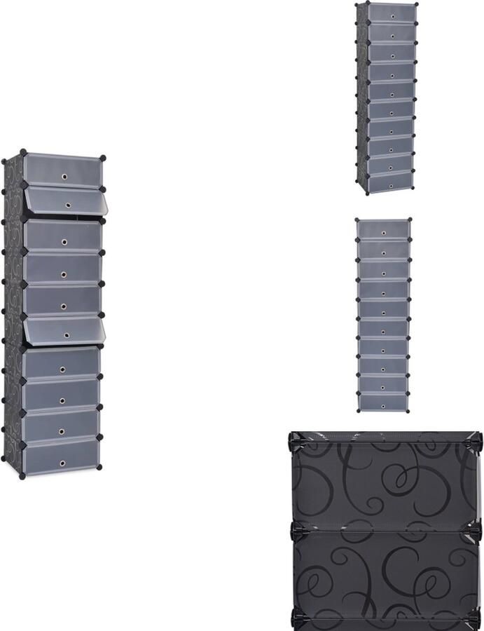 The Living Store Schoenenkast met 10 ineengrijpende vakken zwart Schoenenkast Schoenen Rek Organisatie Opslag Schoenuitleg - Foto 2