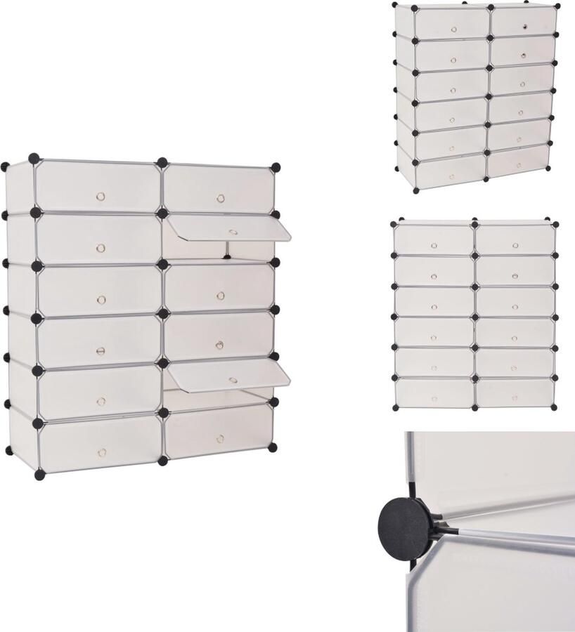 VidaXL Schoenenkast Schoenenkasten Schoenen Kast Schoenen Kasten Schoenenkast met 12 ineengrijpende vakken wit