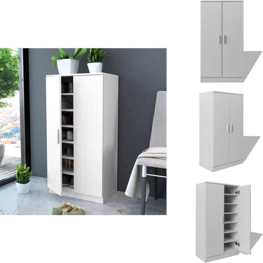 VidaXL Schoenenkast Schoenenkasten Schoenen Kast Schoenen Kasten Schoenenkast met 7 schappen wit