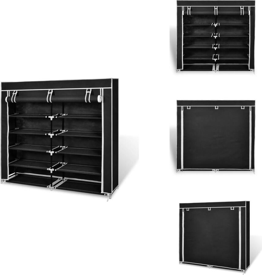 VidaXL Schoenenkast Schoenenkasten Schoenen Kast Schoenen Kasten Schoenenkast met hoes 115x28x110 stof zwart