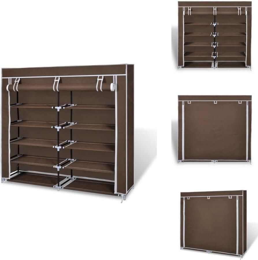 VidaXL Schoenenkast Schoenenkasten Schoenen Kast Schoenen Kasten Schoenenkast met hoes 115x28x110 stof bruin