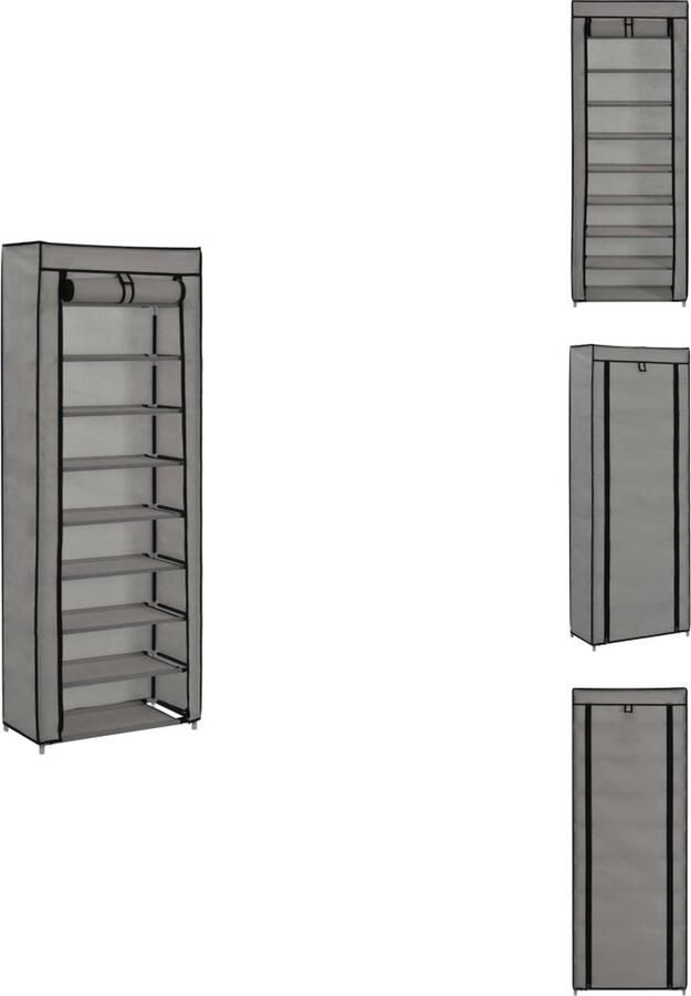 VidaXL Schoenenkast Schoenenkasten Schoenen Kast Schoenen Kasten Schoenenkast met hoes 57x29x162 cm stof grijs