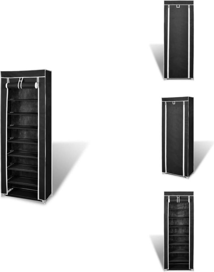 VidaXL Schoenenkast Schoenenkasten Schoenen Kast Schoenen Kasten Schoenenkast met hoes 57x29x162 stof zwart