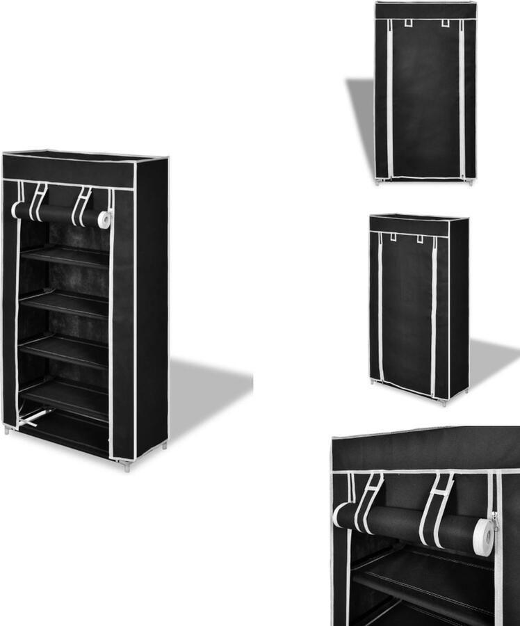 VidaXL Schoenenkast Schoenenkasten Schoenen Kast Schoenen Kasten Schoenenkast met hoes 58x28x106 stof zwart