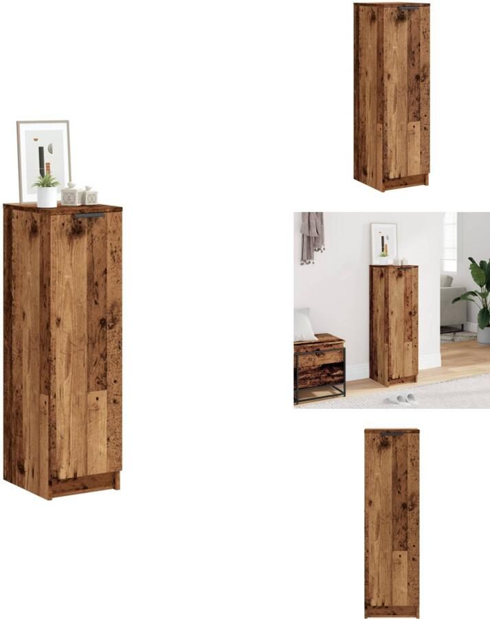 VidaXL Schoenenkast Schoenenkasten Schoenen Kast Schoenen Rek Schoenenkast 29 5x35x100 5 cm bewerkt hout oud houtkleurig