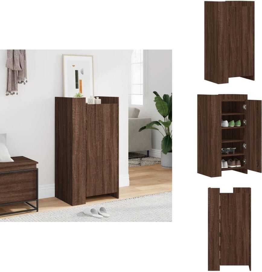VidaXL Schoenenkast Schoenenkasten Schoenen Kast Schoenen Rek Schoenenkast 52x37 5x100 cm bewerkt hout bruin eikenkleurig