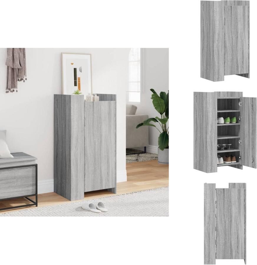 VidaXL Schoenenkast Schoenenkasten Schoenen Kast Schoenen Rek Schoenenkast 52x37 5x100 cm bewerkt hout grijs sonoma eiken