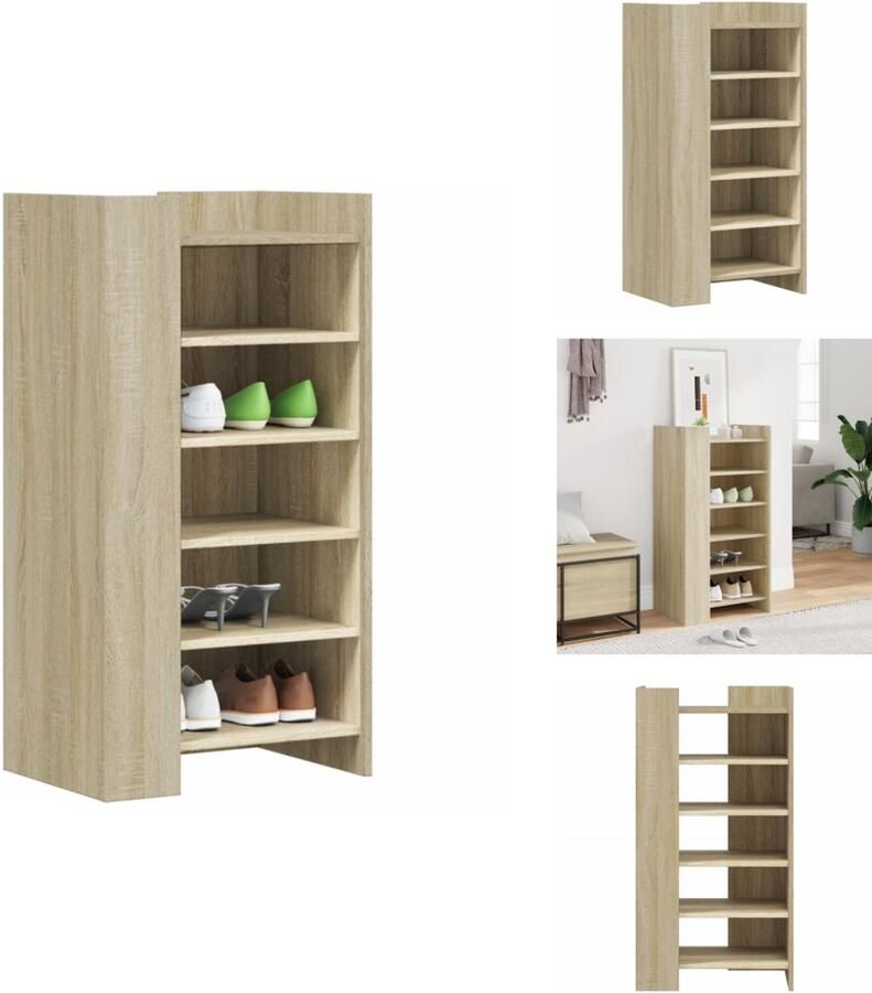 VidaXL Schoenenkast Schoenenkasten Schoenen Kast Schoenen Rek Schoenenkast 52x37 5x100 cm bewerkt hout sonoma eikenkleurig