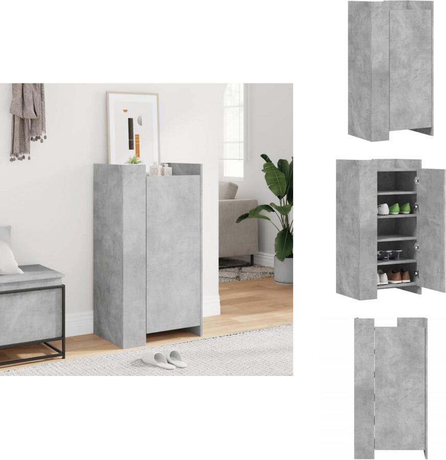VidaXL Schoenenkast Schoenenkasten Schoenen Kast Schoenen Rek Schoenenkast 52x37 5x100 cm bewerkt hout betongrijs