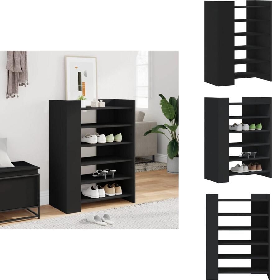 VidaXL Schoenenkast Schoenenkasten Schoenen Kast Schoenen Rek Schoenenkast 74 5x37 5x100 cm bewerkt hout zwart