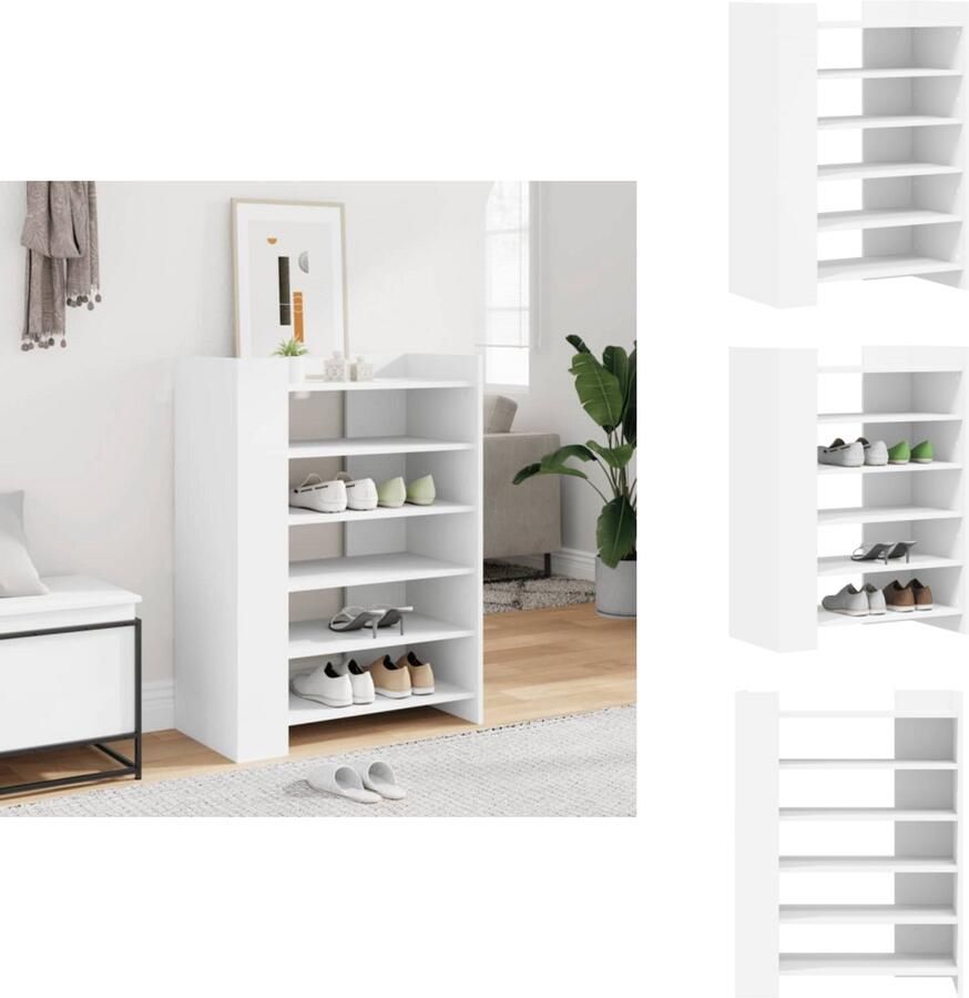 VidaXL Schoenenkast Schoenenkasten Schoenen Kast Schoenen Rek Schoenenkast 74 5x37 5x100 cm bewerkt hout wit