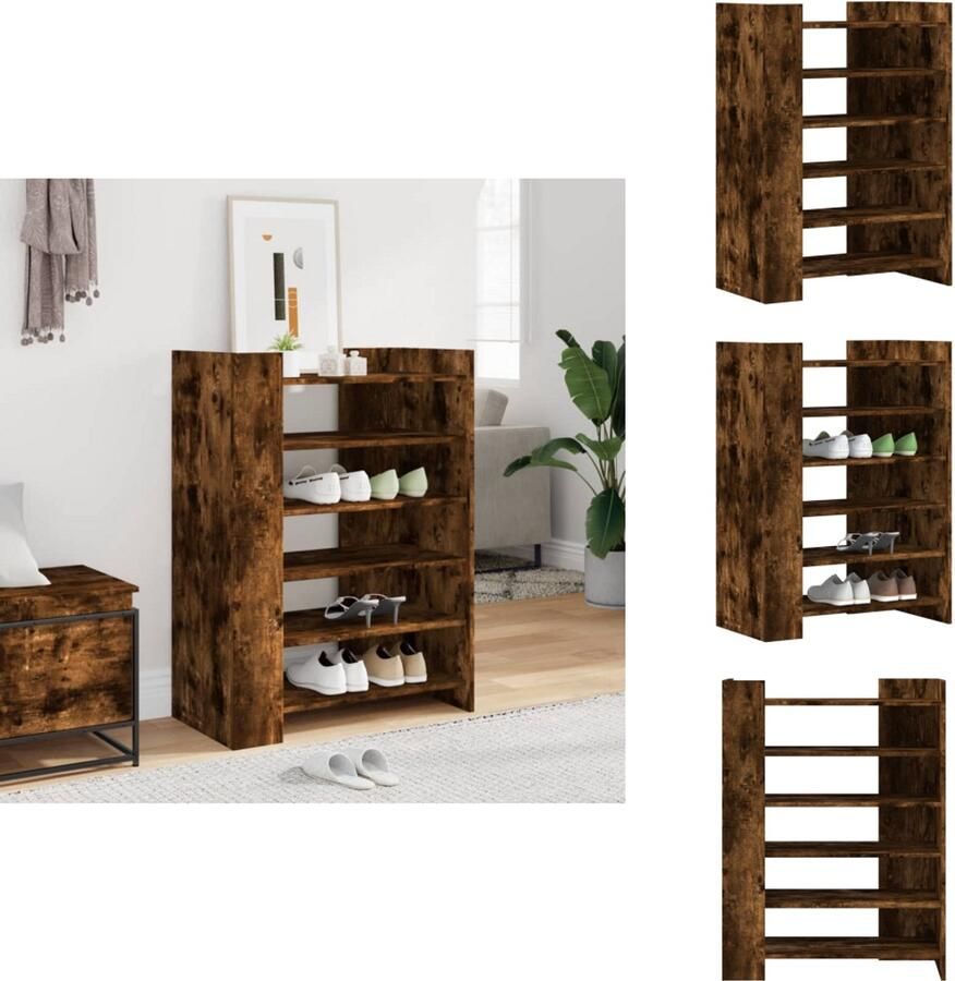 VidaXL Schoenenkast Schoenenkasten Schoenen Kast Schoenen Rek Schoenenkast 74 5x37 5x100 cm bewerkt hout gerookt eikenkleurig
