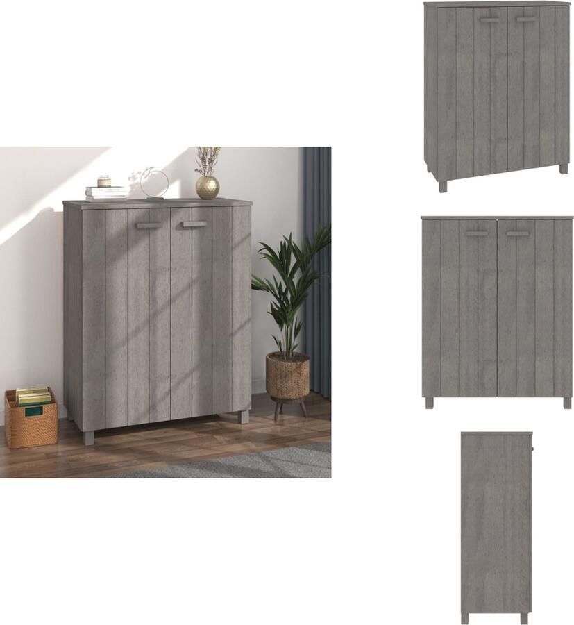 VidaXL Schoenenkast Schoenenkasten Schoenen Kast Schoenenrek Schoenenkast HAMAR 85x40x108 cm massief grenenhout lichtgrijs