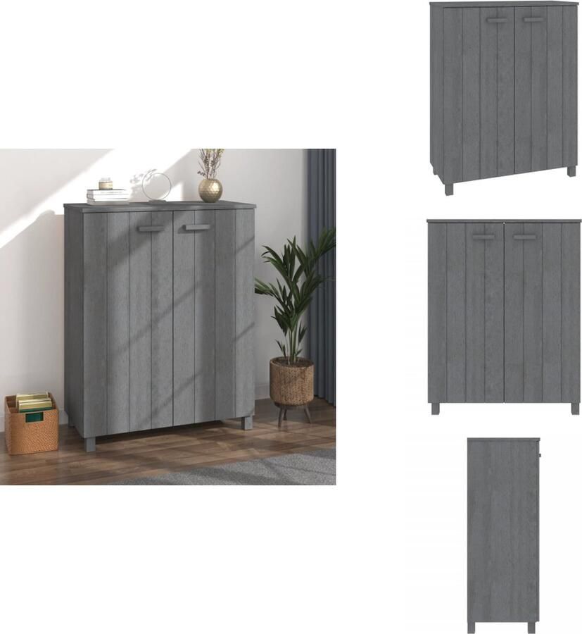 VidaXL Schoenenkast Schoenenkasten Schoenen Kast Schoenenrek Schoenenkast HAMAR 85x40x108 cm massief grenenhout donkergrijs
