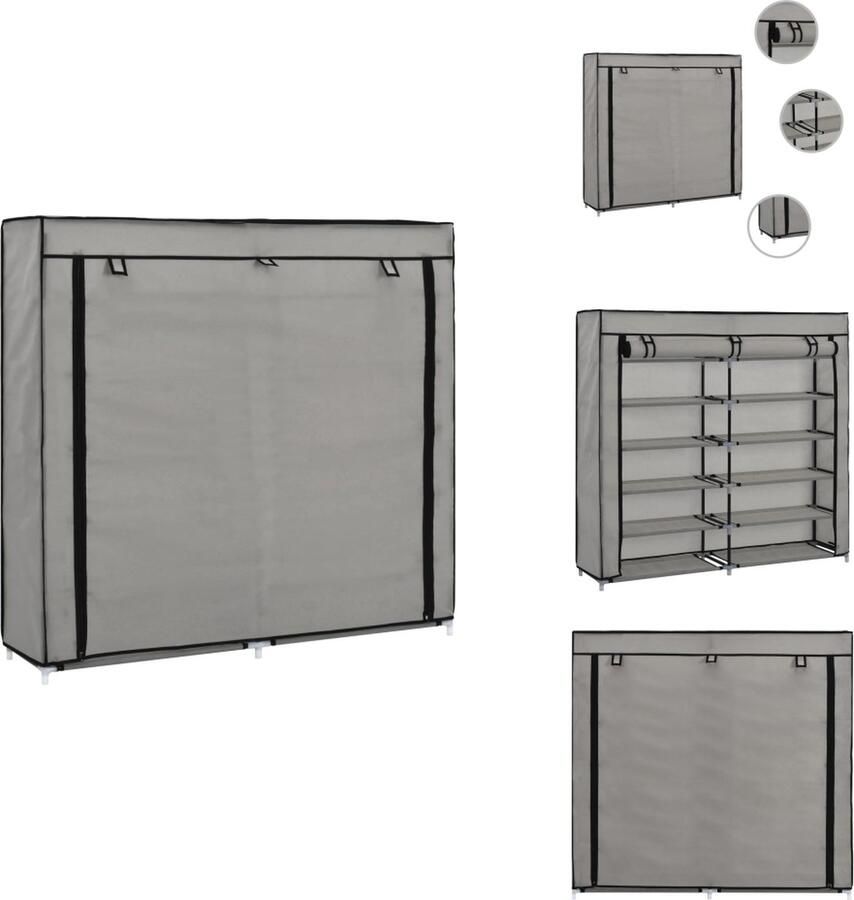 VidaXL Schoenenkast Schoenenkasten Schoenenberging Schoenenbergingen Schoenenkast met hoes 115x28x110 cm stof grijs