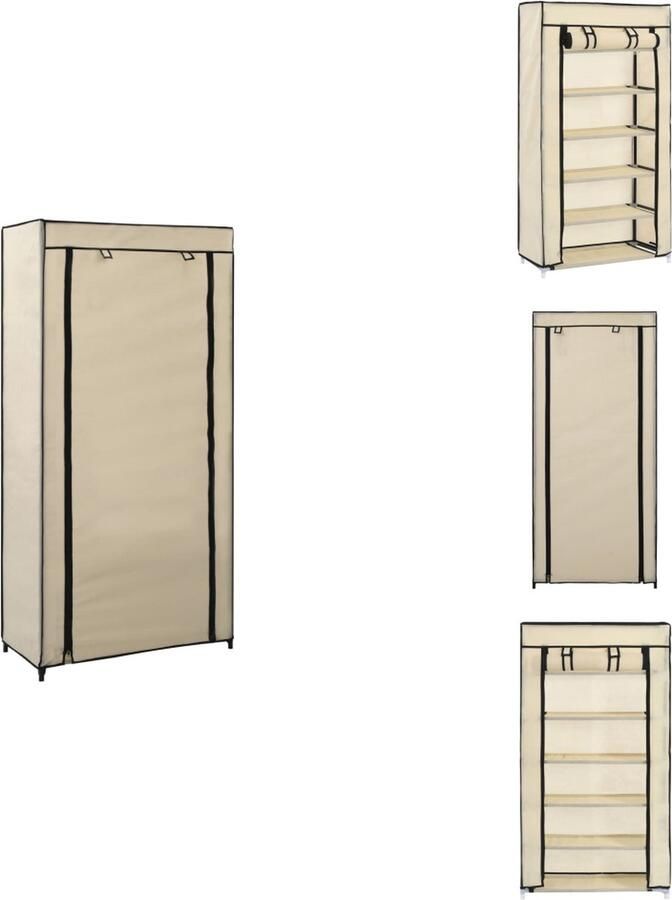 VidaXL Schoenenkast Schoenenkasten Schoenenberging Schoenenbergingen Schoenenkast met hoes 58x28x106 cm stof crème