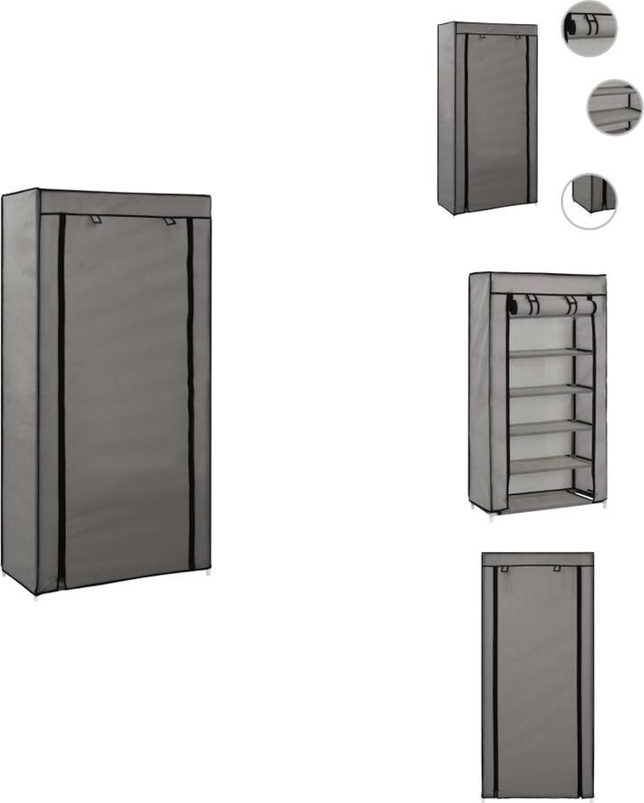 VidaXL Schoenenkast Schoenenkasten Schoenenberging Schoenenbergingen Schoenenkast met hoes 58x28x106 cm stof grijs