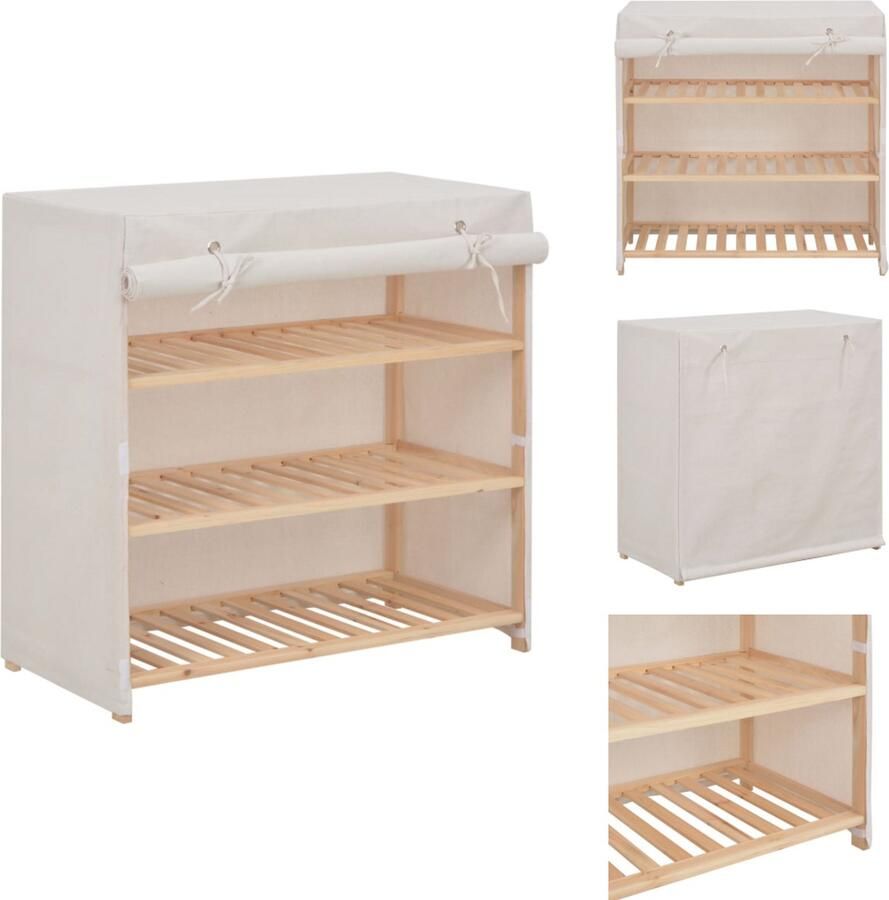 VidaXL Schoenenkast Schoenenkasten Schoenenberging Schoenenbergingen Schoenenkast met hoes 79x40x80 cm stof wit