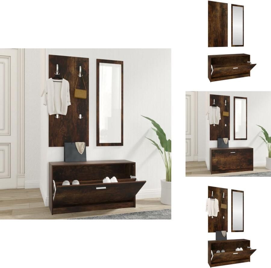 VidaXL Schoenenkast Schoenenkasten Schoenenkast Set Schoenenkastset 3-in-1 bewerkt hout sonoma eikenkleurig