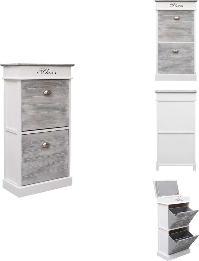 VidaXL Schoenenkast Schoenenkasten Schoenenkist Schoenenkisten Schoenenkast 50x28x98 cm paulowniahout grijs