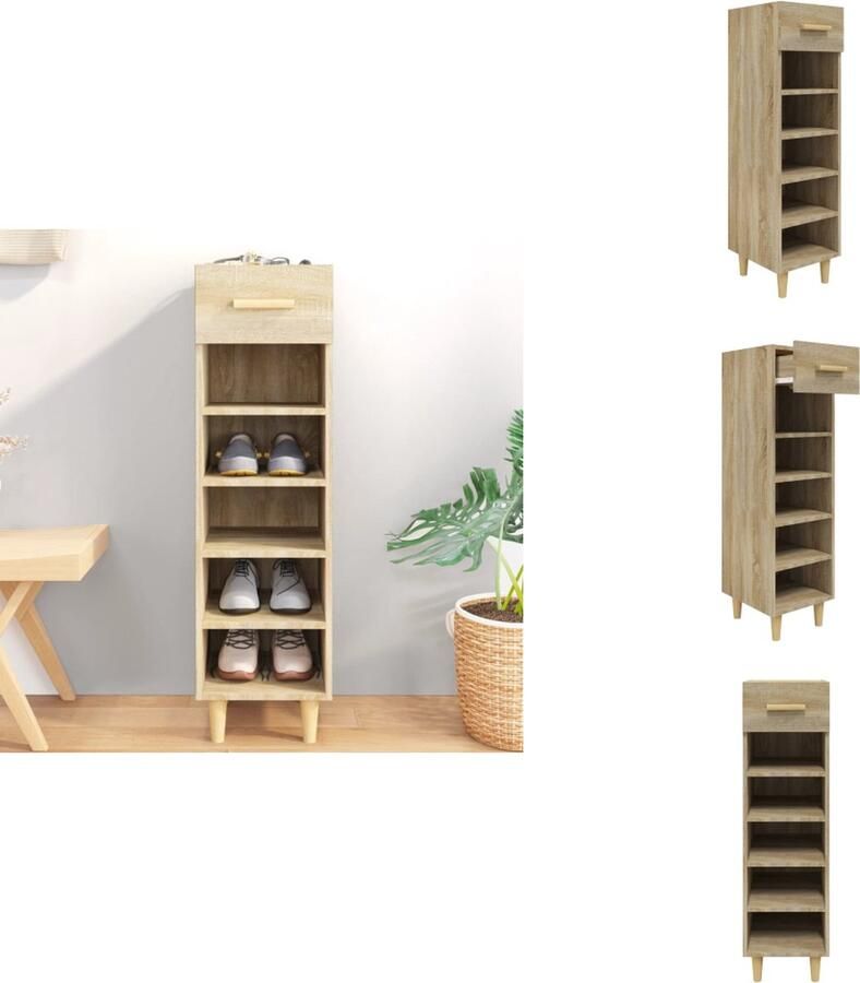 VidaXL Schoenenkast Schoenenkasten Schoenenopberger Opberger Voor Schoenen Schoenenkast 30x35x105 cm bewerkt hout sonoma eikenkleurig