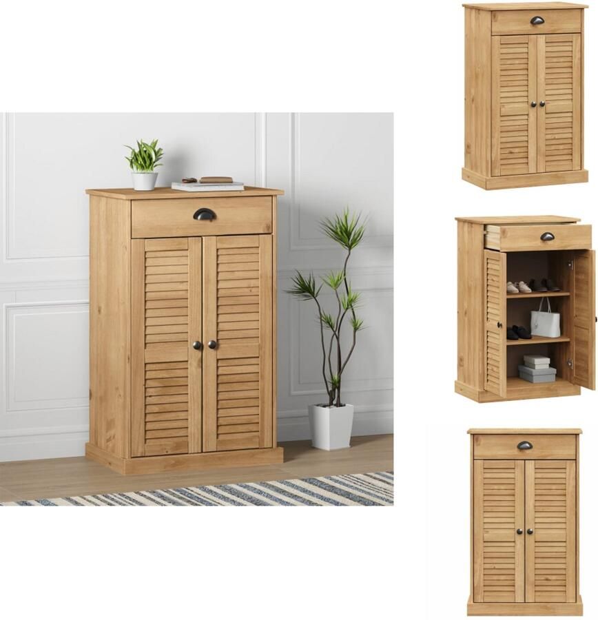 VidaXL Schoenenkast Schoenenkasten Schoenenopberger Schoenenrek Schoenenkast VIGO 60x35x96 cm massief grenenhout - Foto 2