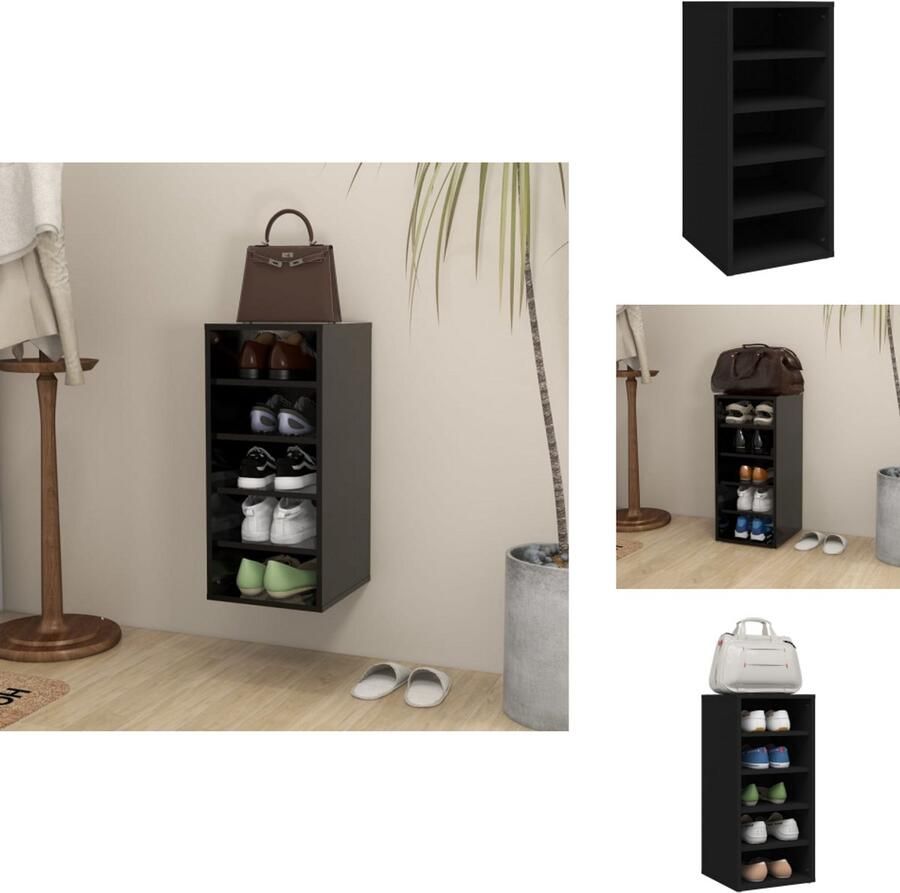 VidaXL Schoenenkast Schoenenkasten Schoenenopbergers Schoenenkast 31 5x35x70 cm spaanplaat zwart