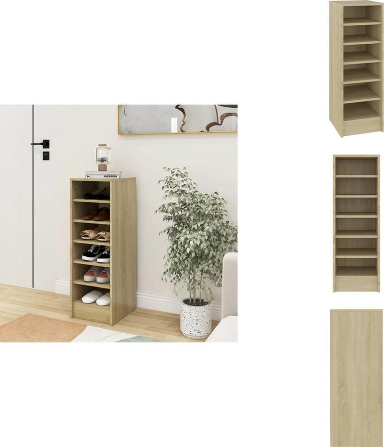 VidaXL Schoenenkast Schoenenkasten Schoenenopbergers Schoenenkast 31 5x35x90 cm bewerkt hout sonoma eikenkleurig