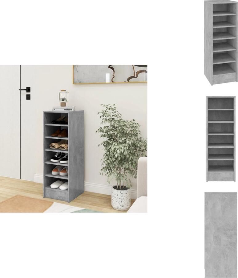 VidaXL Schoenenkast Schoenenkasten Schoenenopbergers Schoenenkast 31 5x35x90 cm bewerkt hout betongrijs