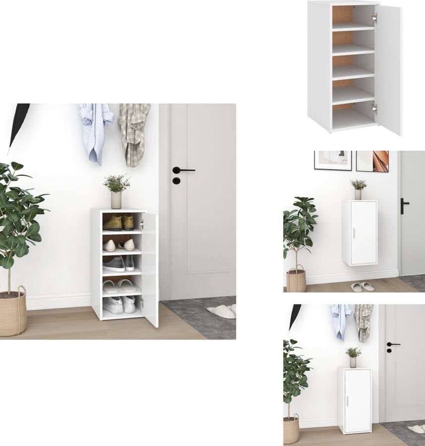 VidaXL Schoenenkast Schoenenkasten Schoenenopbergers Schoenenkast 32x35x70 cm bewerkt hout wit - Foto 2