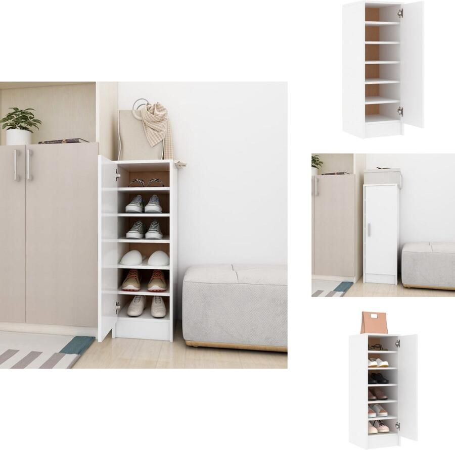 VidaXL Schoenenkast Schoenenkasten Schoenenopbergers Schoenenkast 32x35x92 cm bewerkt hout wit