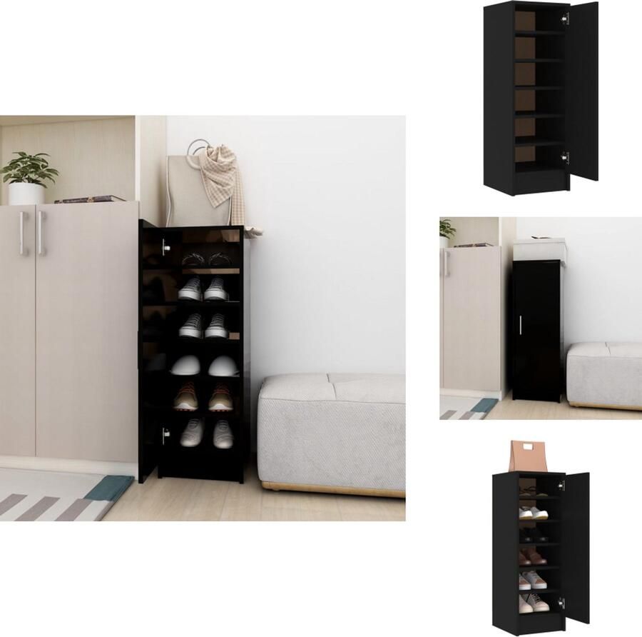 VidaXL Schoenenkast Schoenenkasten Schoenenopbergers Schoenenkast 32x35x92 cm bewerkt hout zwart