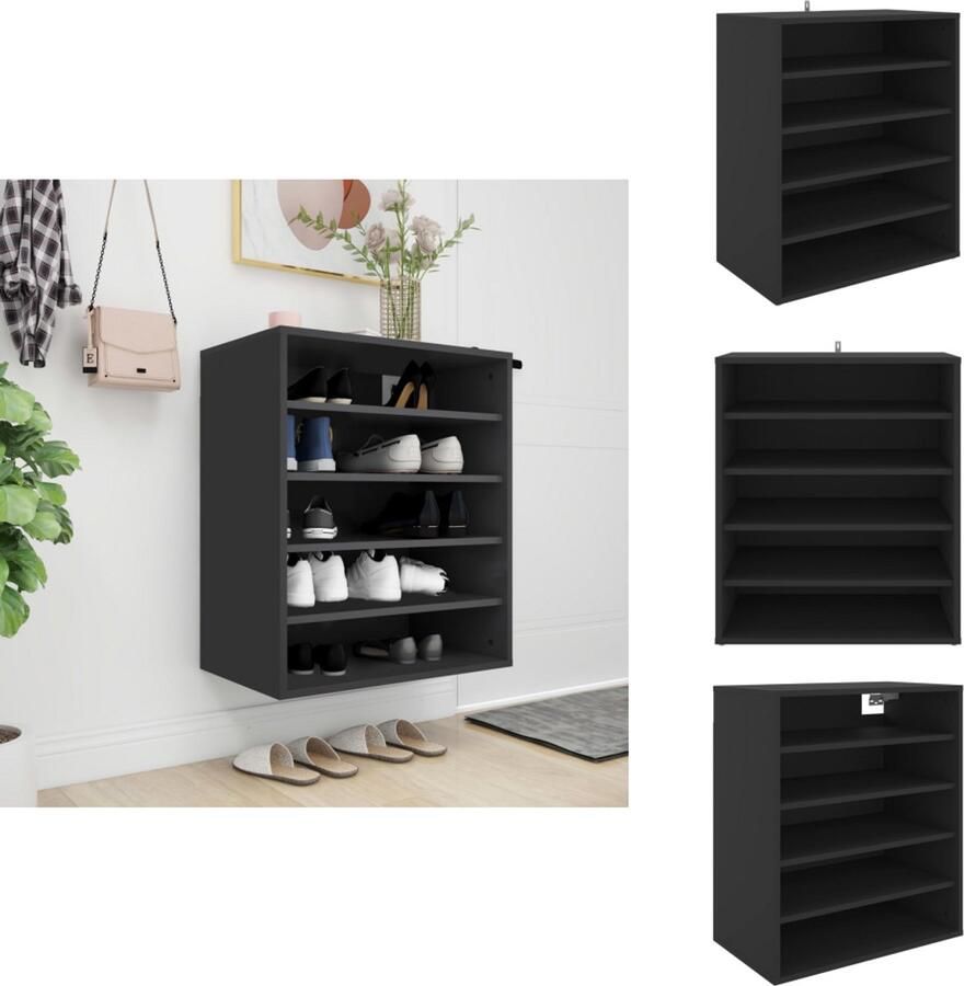 VidaXL Schoenenkast Schoenenkasten Schoenenopbergers Schoenenkast 60x35x70 cm bewerkt hout zwart