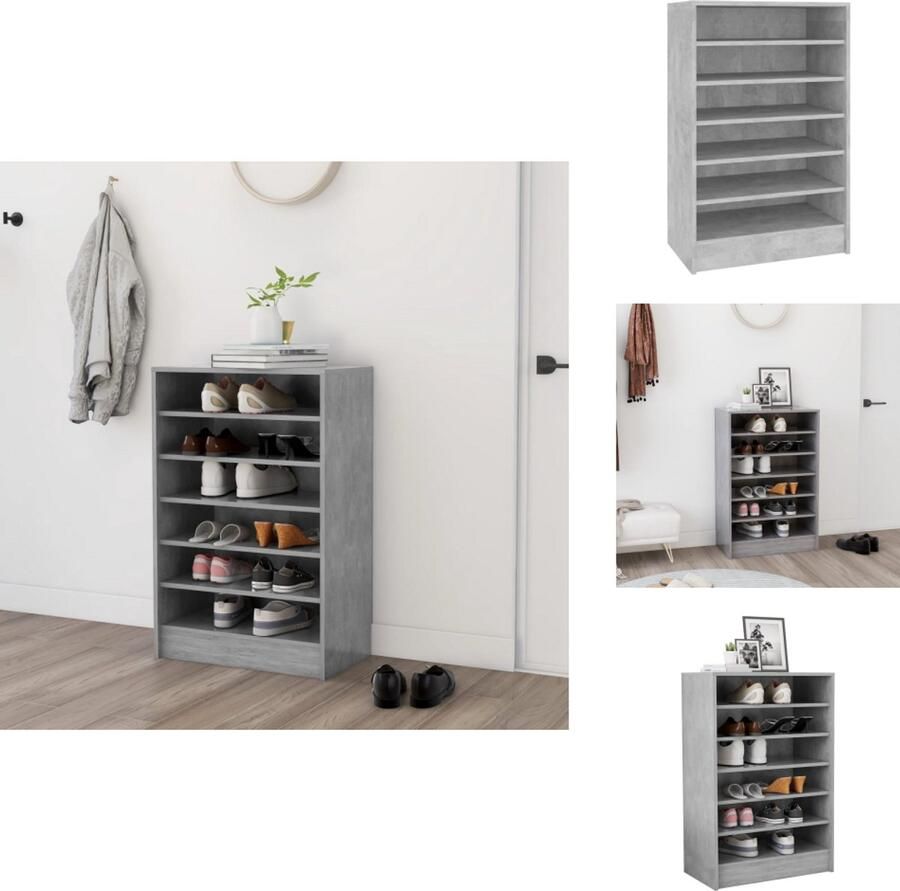 VidaXL Schoenenkast Schoenenkasten Schoenenopbergers Schoenenkast 60x35x92 cm bewerkt hout betongrijs